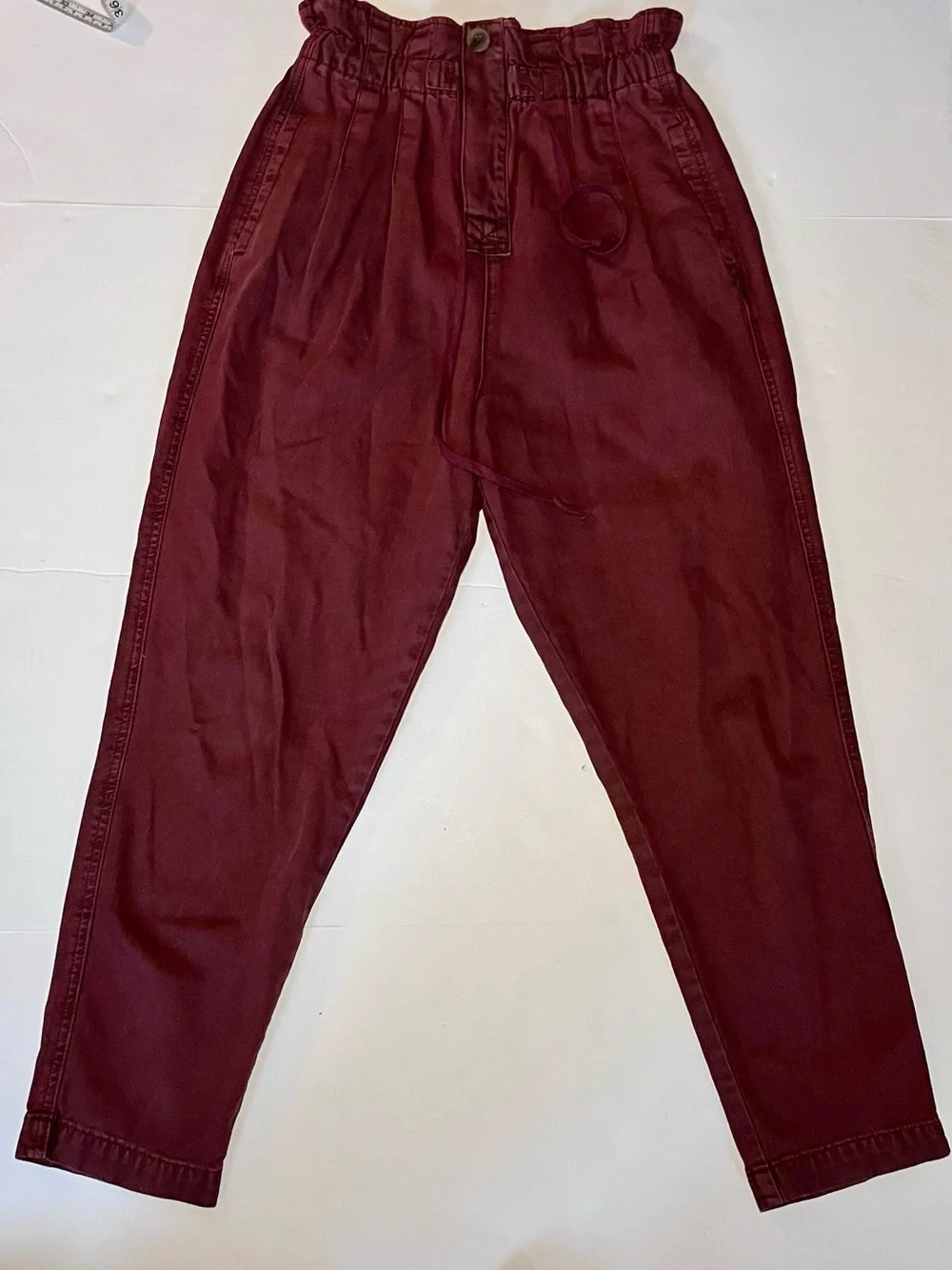 Free People Margate Pleated Paper Bag Trouser Pant Sz XS~ Boho Chic~Desert Vibe